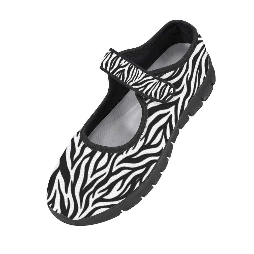 Rich and Rich Black White Zebra Pattern Women's Mary Jane's