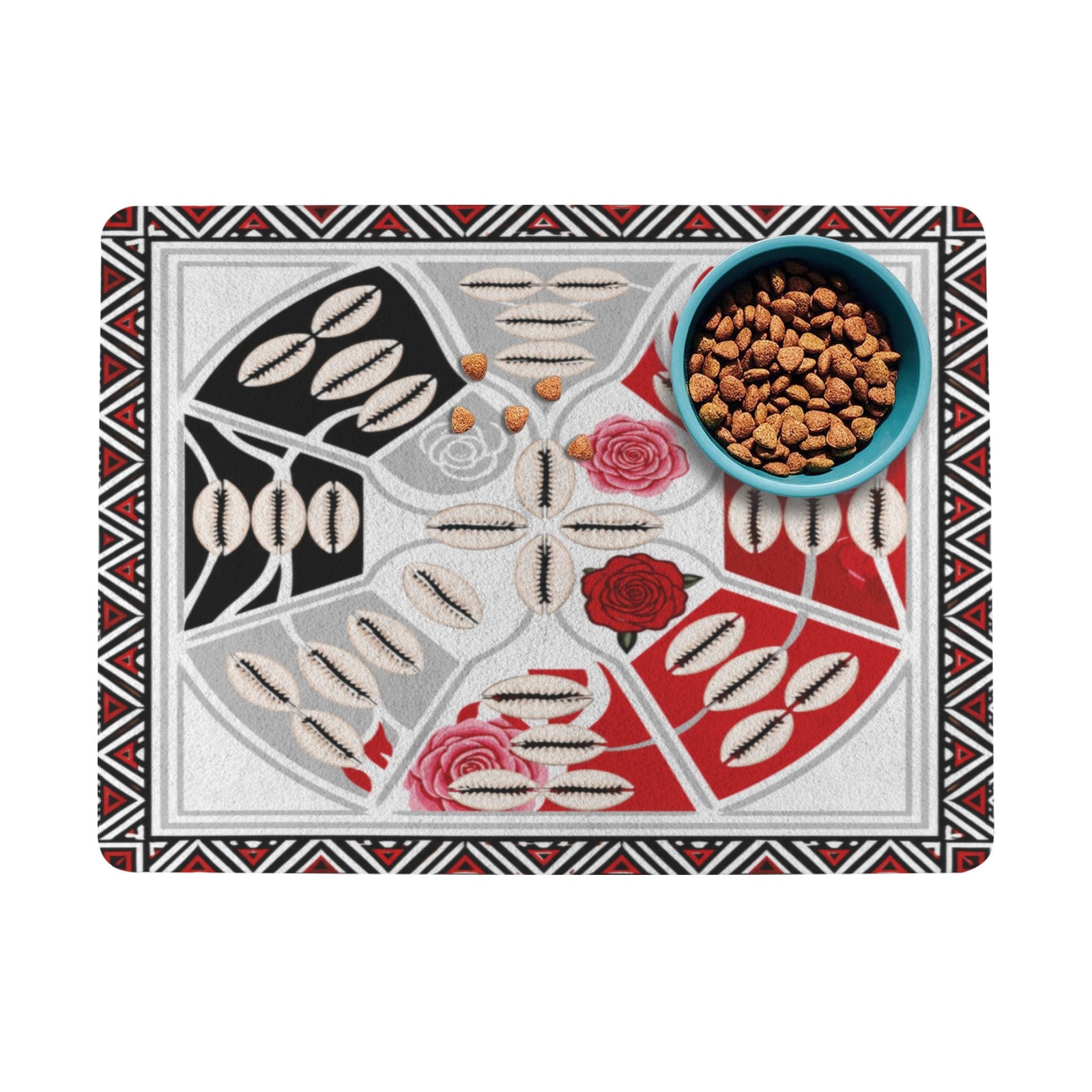 Rectangular Tribal pet feeding mat with absorbent top and non-slip rubber backing, 40 by 30 cm — alternate view