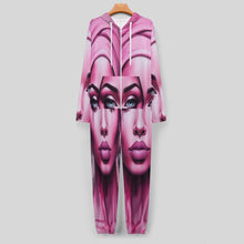 Load image into Gallery viewer, Rich and Rich Pink Her Eyes Pajamas One-Piece Zip-Up Hooded Loungewear
