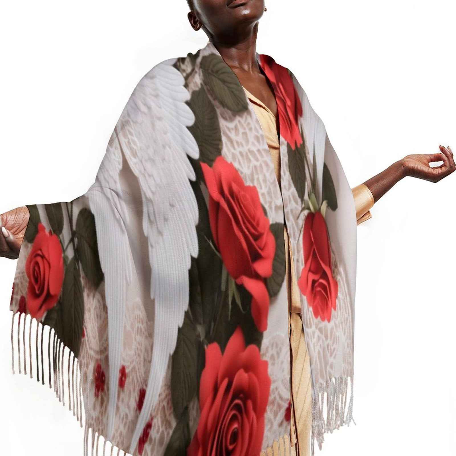 Soft imitation cashmere tassel scarf with finished hem and tassel fringe, one size — additional view 7