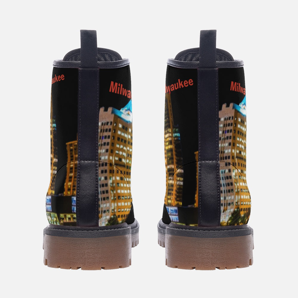 Rich and Rich Unisex Caricature Casual Leather Lightweight Black Boots