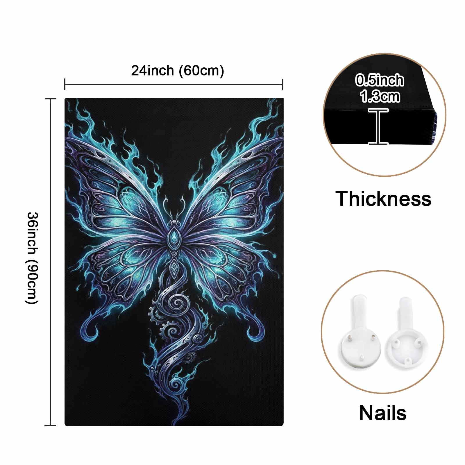 Rich and Rich Midnight Butterfly 24x36 canvas wall art with vivid butterfly design