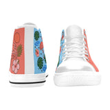 A Critter Kicks Girls Flamingo Coral Blue High Top Sneakers