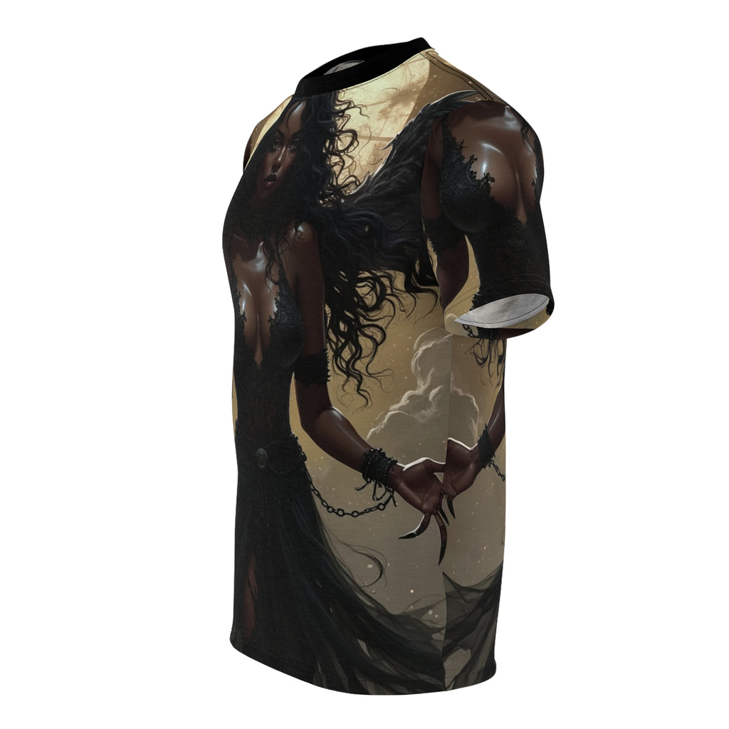 Gothic Angel Unisex All Over Print Graphic Tee featuring dark fantasy artwork