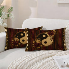 Load image into Gallery viewer, Rich and Rich Harmony Heritage Faux Linen Pillow Cases 20x12 Inch, 2-Pack | Burgundy, Ivory, Brown, and Gold Lumbar Pillow Covers
