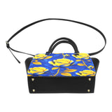 Blue and Golden Rose Women's Bucket Hat  and  Royal Blue Women's Rose Shoulder Handbag