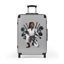 Load image into Gallery viewer, R&amp;RH Elegant Samurai Style Grey Womens Suitcase with Floral Design
