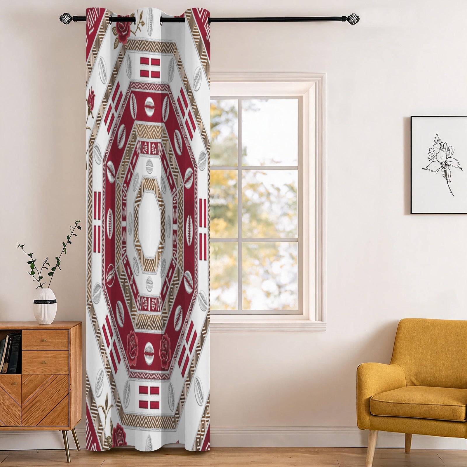 The Tribal Elegance Harmony Series – Crimson Harmony Blackout Curtains 52x84inch