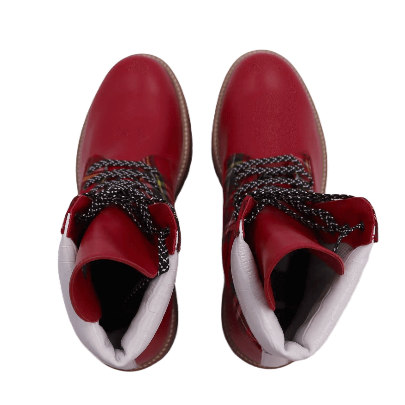Redd_Man_Series Classic Street Hightop Boot in vibrant red Italian leather by Desiree Sims