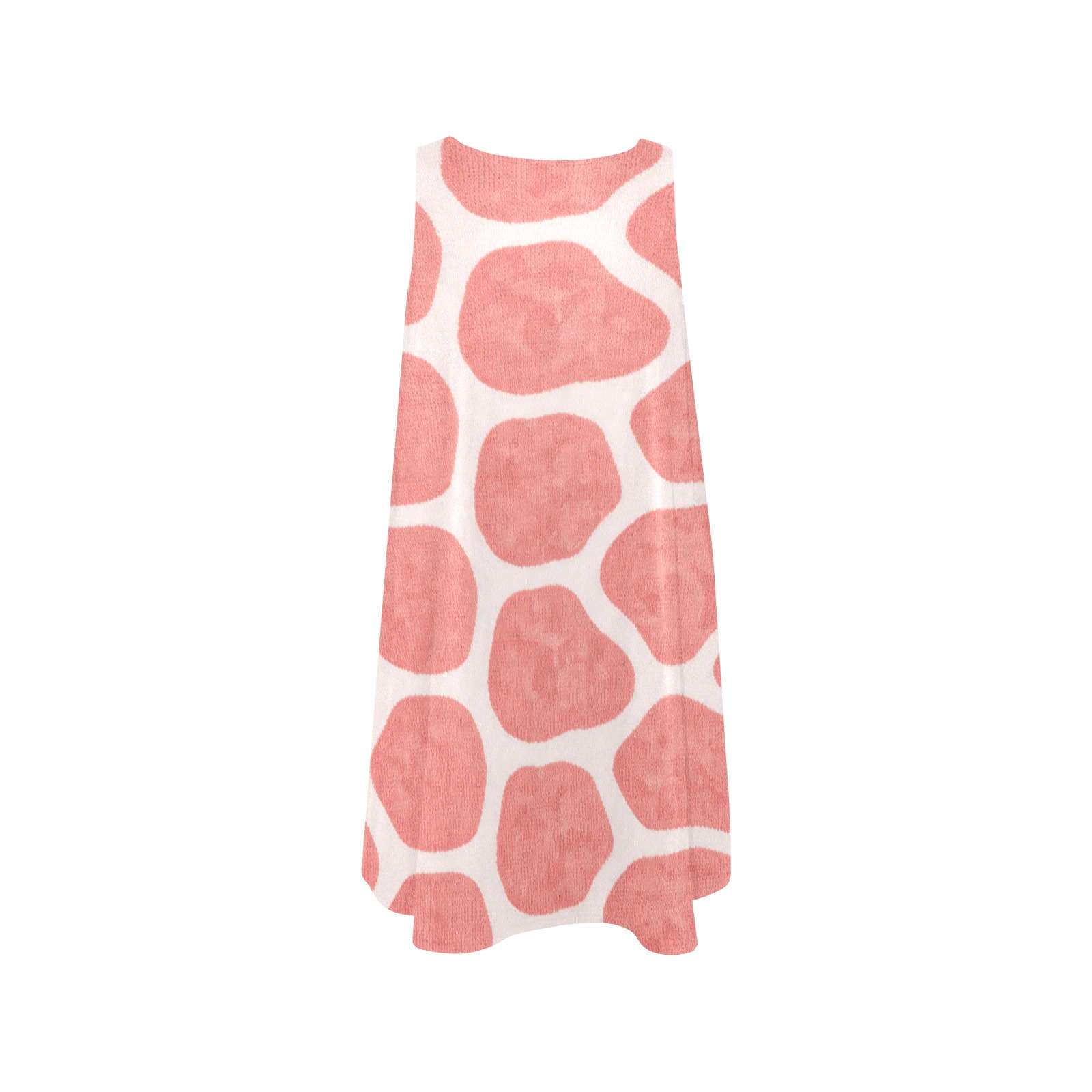 Sleeveless A-line dress with coral giraffe-inspired print and side pockets — side view