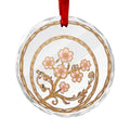 Rich and Rich Japanese Cherry Blossom Round Crystal Glass Ornament