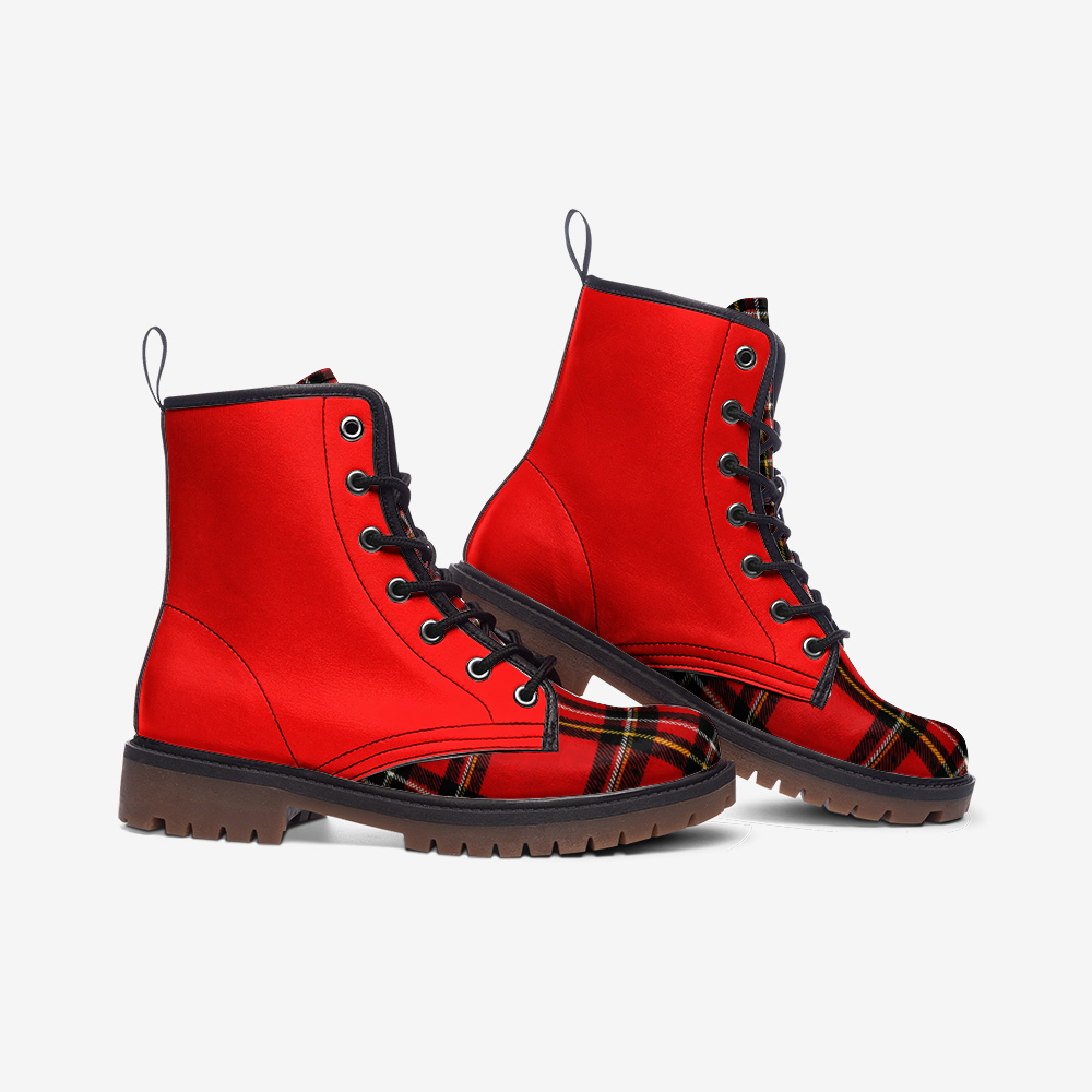 Rich and Rich Red Checkered Men's Leather Boot