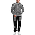 R&RH Unisex Black Graphic Design Sweatsuit with adjustable hood and kangaroo pocket