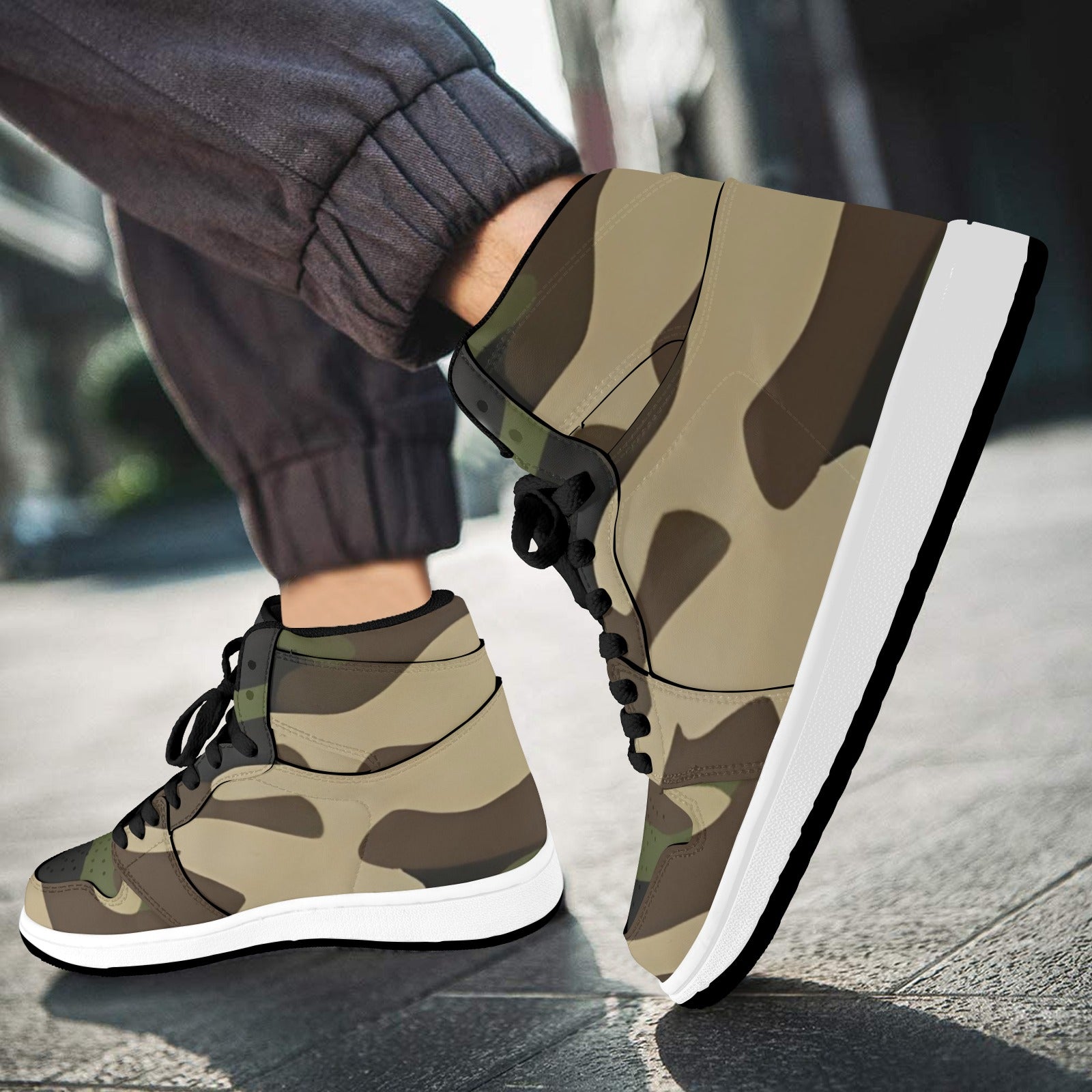 R&RH Camo Green Mens High Top Sneaker Men's High Top Sneakers (Model 20042)