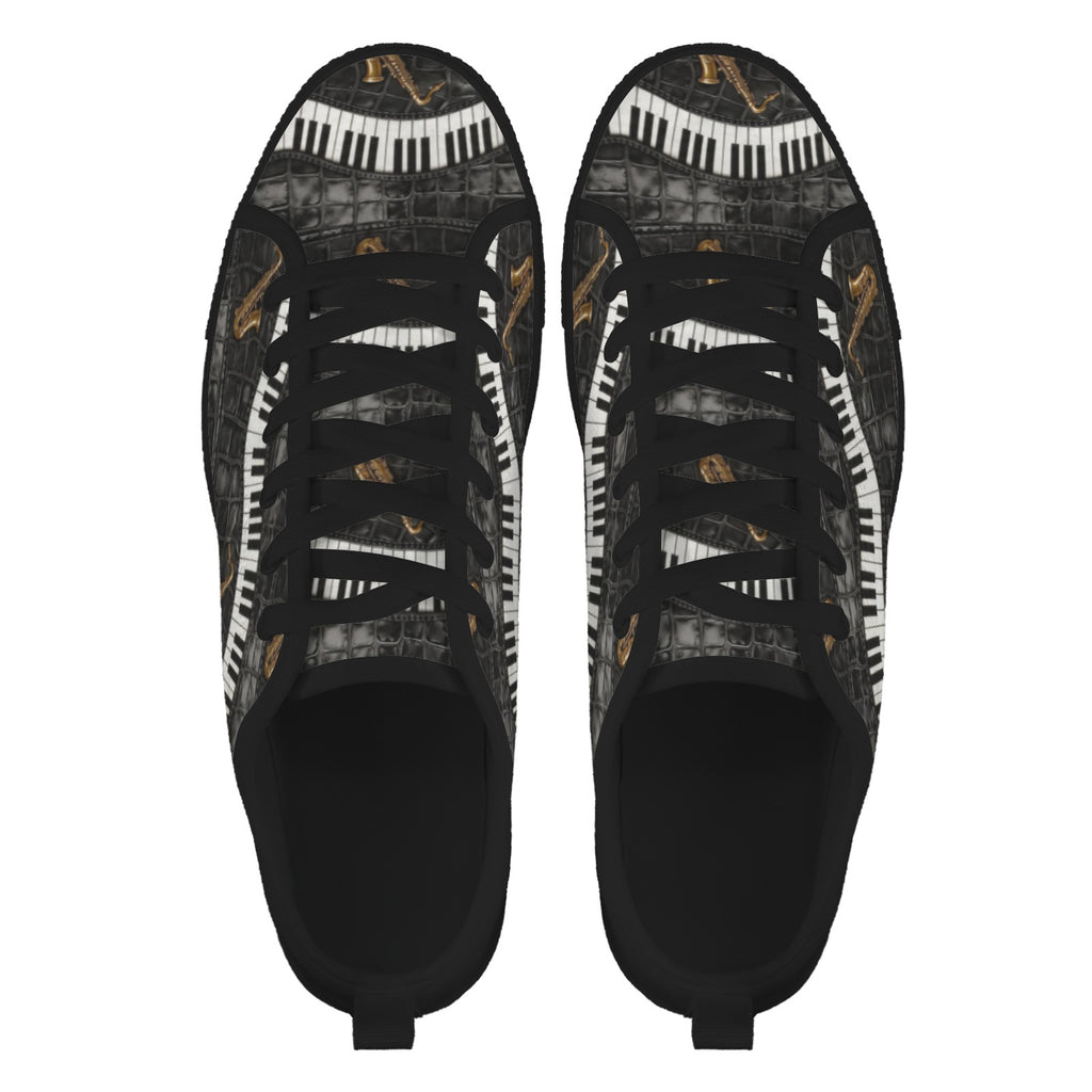 Rich and Rich Men’s Black Camo Piano Saxophone Canvas Sneakers