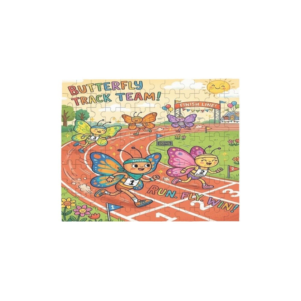 Rich and Rich Butterflies Track Team Kids Wooden 120 piece Jigsaw Puzzle Wall Art - Rich and Rich Homeopportunities