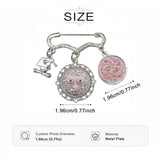 Pink Her Eyes themed double photo charm brooch with a small graduation cap charm — alternate view