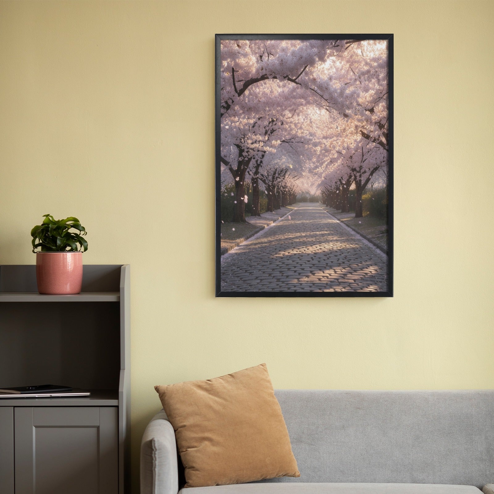 A Rich and Rich Cherry Blossom Pathway Walk Framed Art Print 20×30inch - Rich and Rich Homeopportunities