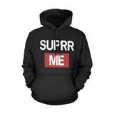 Black men's hoodie with SUPRR ME design and kangaroo pocket — product detail