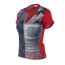 Load image into Gallery viewer, Fashion-Forward Women Red Jean InspiredTee - Stylish Denim &amp; Lace Design for Trendsetters
