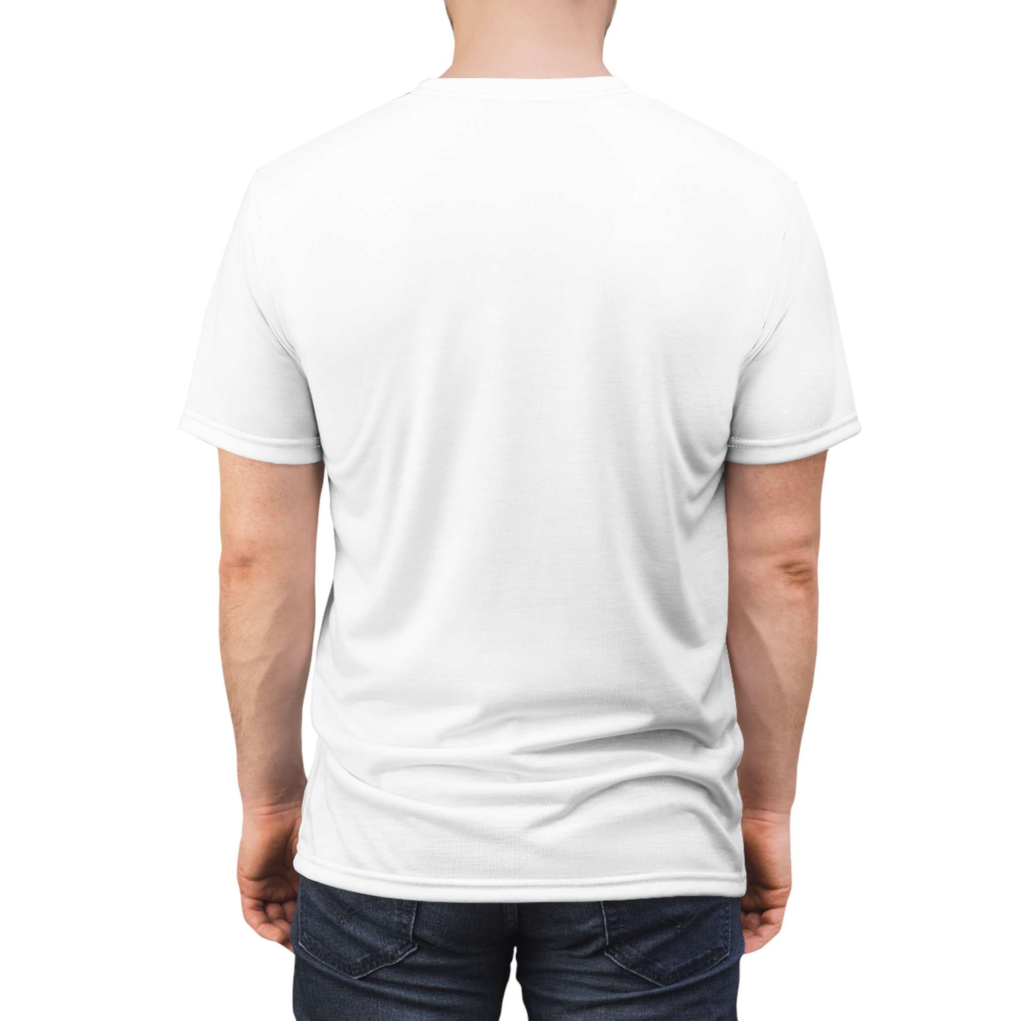 Unisex tee with crow silhouette and orange moon all-over print, crew neck and regular fit for Halloween — additional view 7