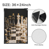 Rich and Rich Luxury Black, Gold, and White Chess Framed Art  24×36inch