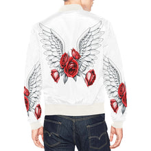 Load image into Gallery viewer, R&amp;RH Mens Wings and Roses White Full Zip Hoodie All Over Print Bomber Jacket for Men (Model H19)
