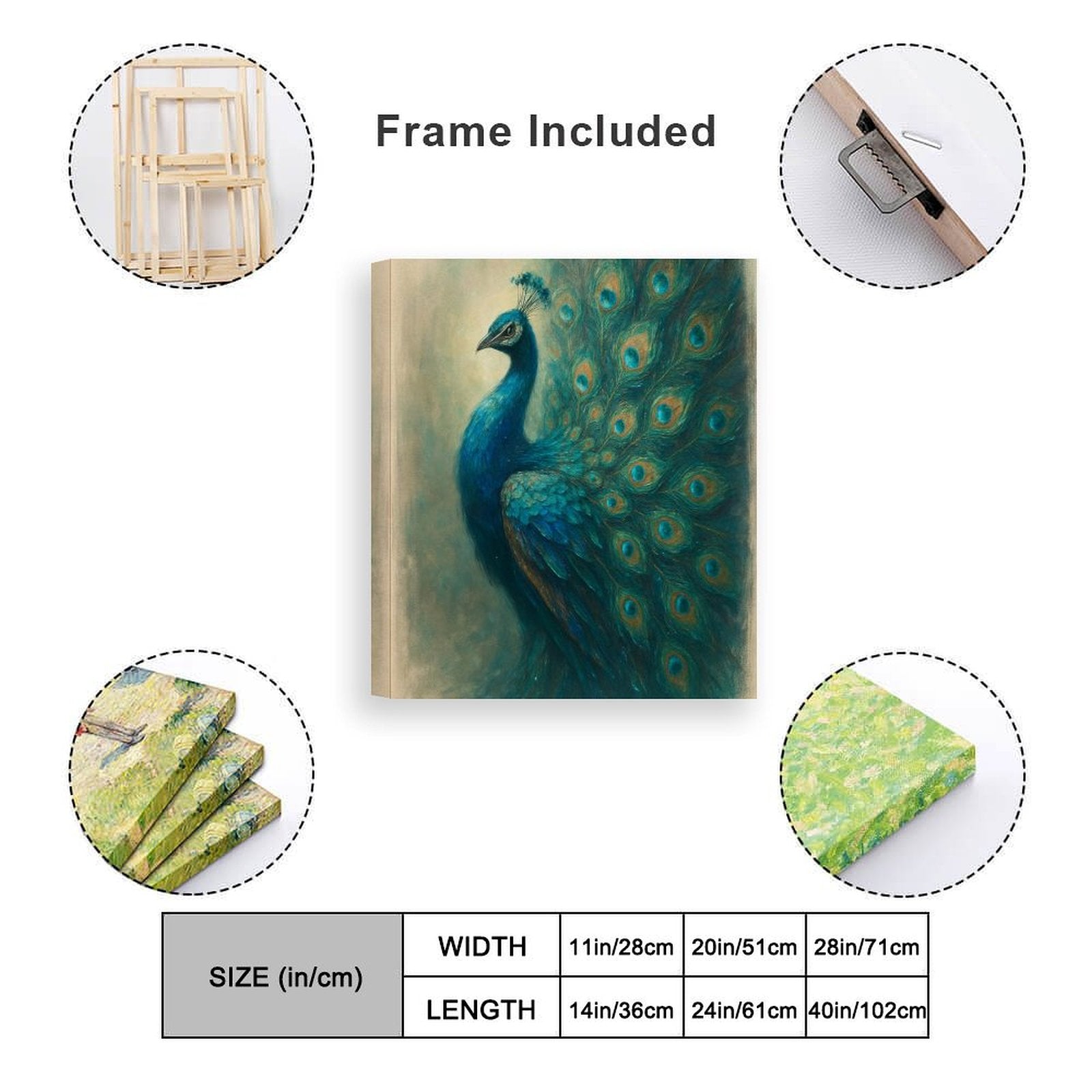 Vertical decorative canvas painting with vivid colors, hand-framed 20×24 inches — alternate view