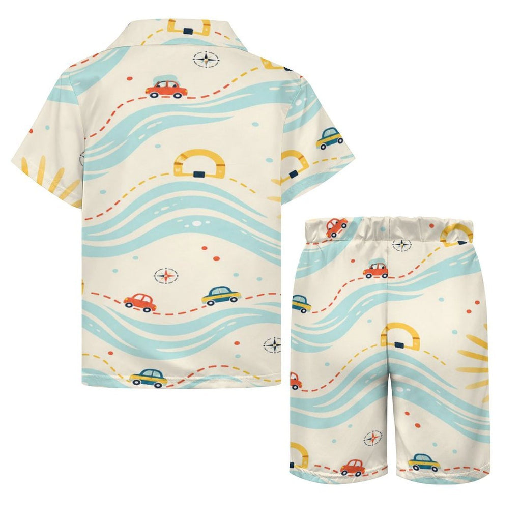 Rich and Rich Boys Yellow Seaside Short Set | Boys Summer Beach Shirt and Shorts Outfit