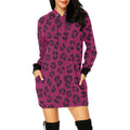 Rich and Rich magenta animal print women's hooded mini dress front view