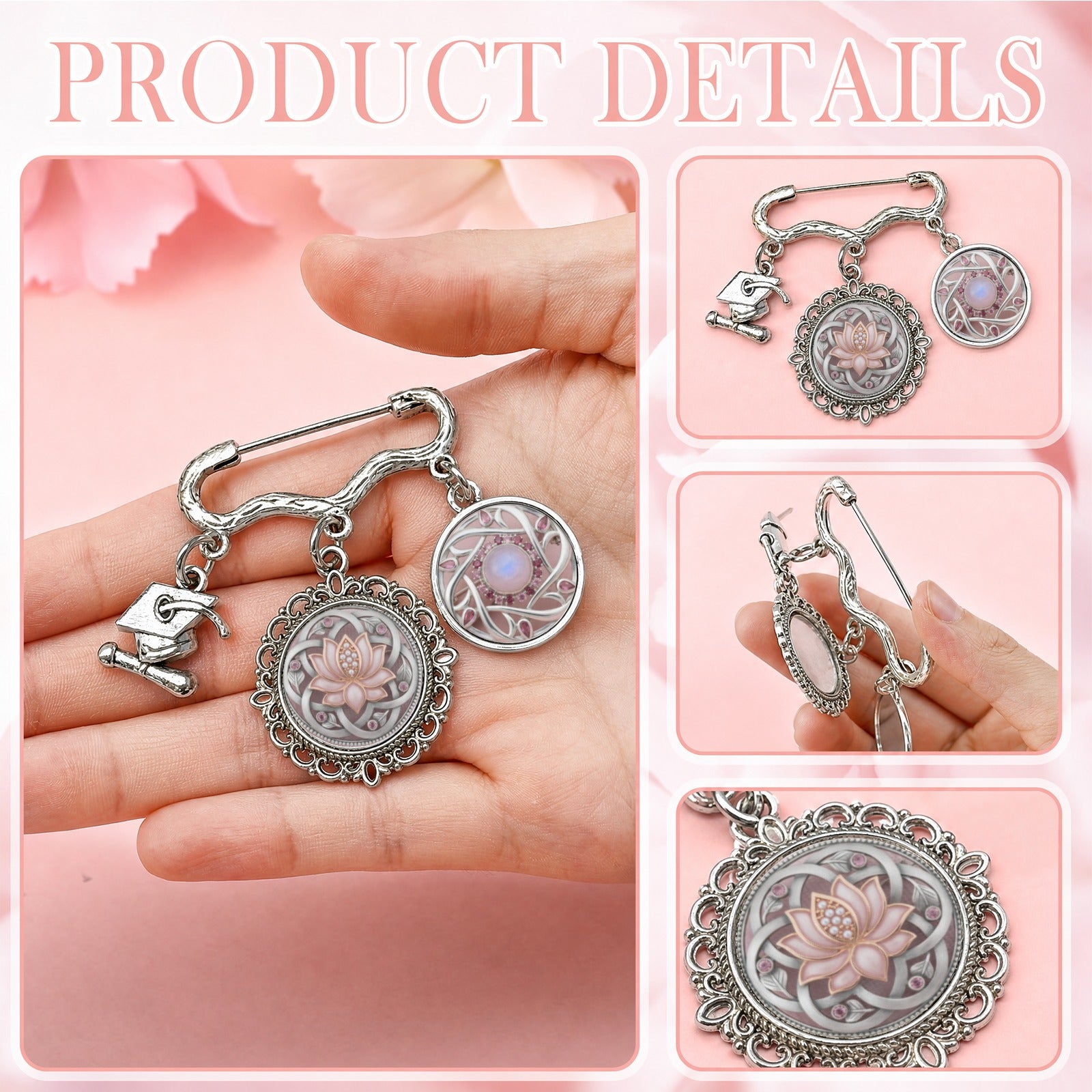 Rich and Rich Women's Pink Serenity Charm Brooch