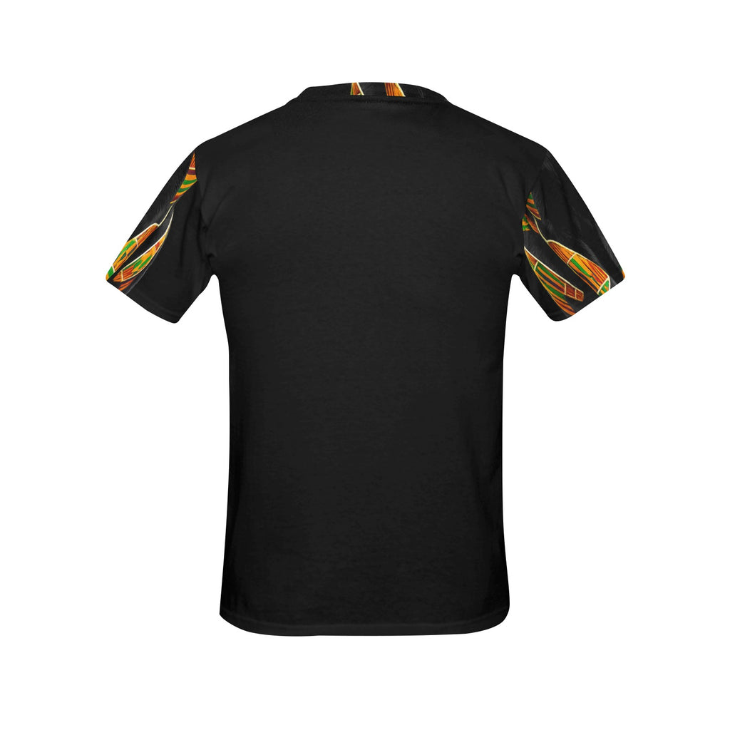 Rich and Rich Regal Black Cat with African Elegance Women's Black T-Shirt