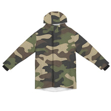 Load image into Gallery viewer, R&amp;RH Camo Green Mens Mid Length Hooded Coat Men&#39;s Mid-Length Hooded Coat (Model H69)
