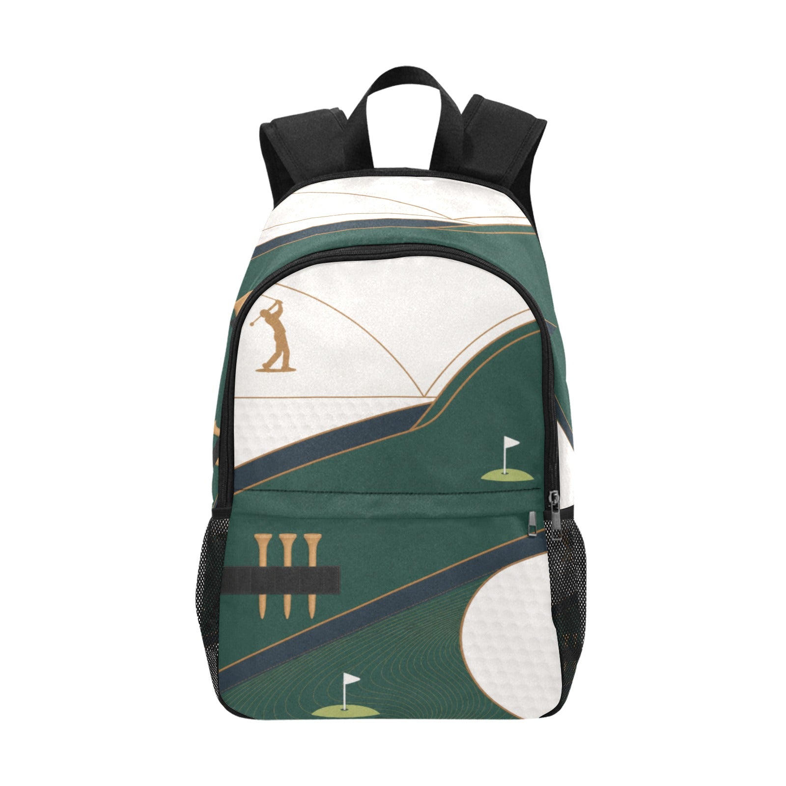 A Rich and Rich Men's Green Designer Golf Backpack Fabric Backpack with Side Mesh Pockets (Model 1659) - Rich and Rich Homeopportunities