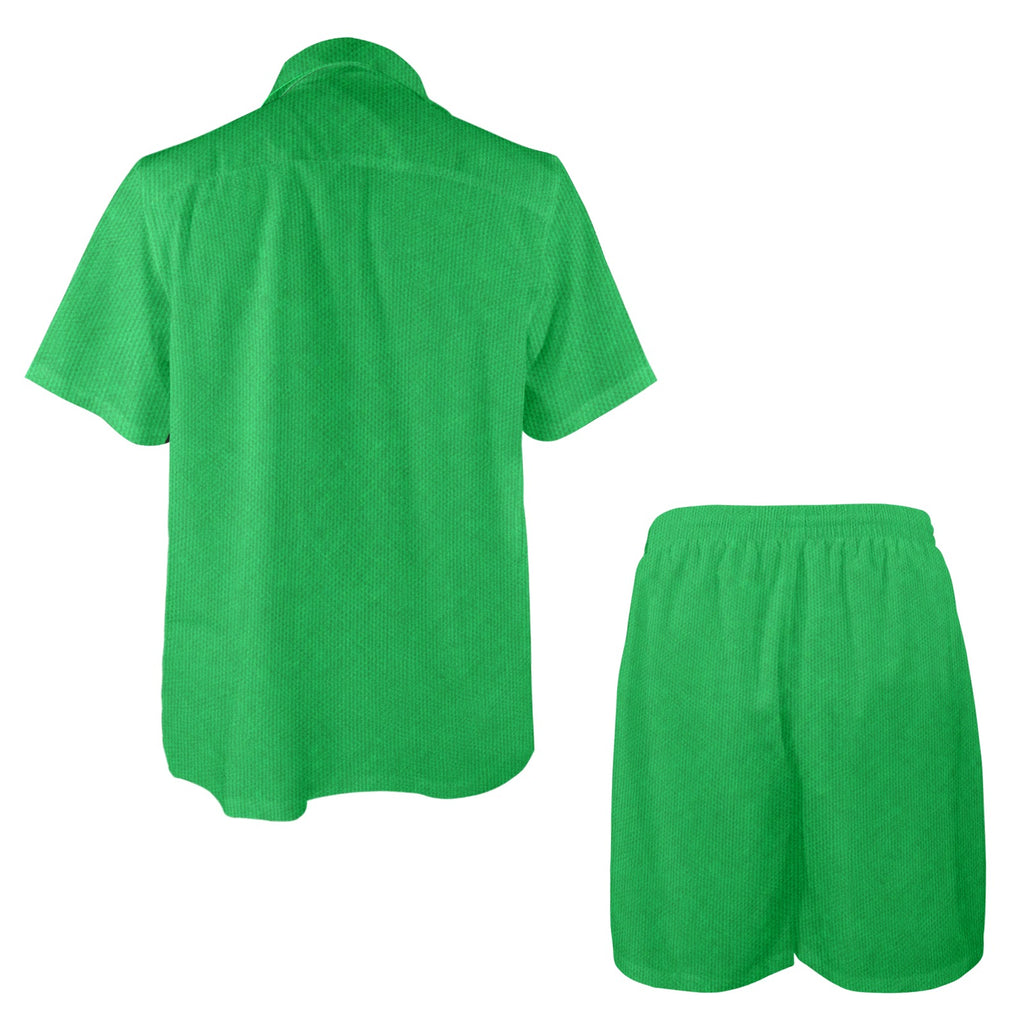 Rich and Rich Men’s Green Shirt and Shorts Golf Outfit Set with Pockets | 4-Way Stretch Casual Resort Set