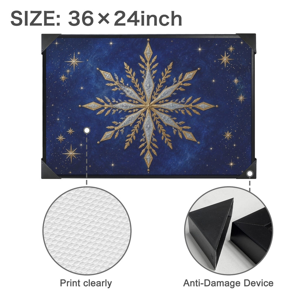 A Rich and Rich Celestial Gold and Silver Nordic Snowflake Framed Art Print 36×24inch - Rich and Rich Homeopportunities