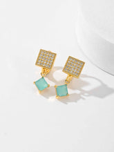 Load image into Gallery viewer, European American Zircon Earrings in Various Colors - Square Fashion Style

