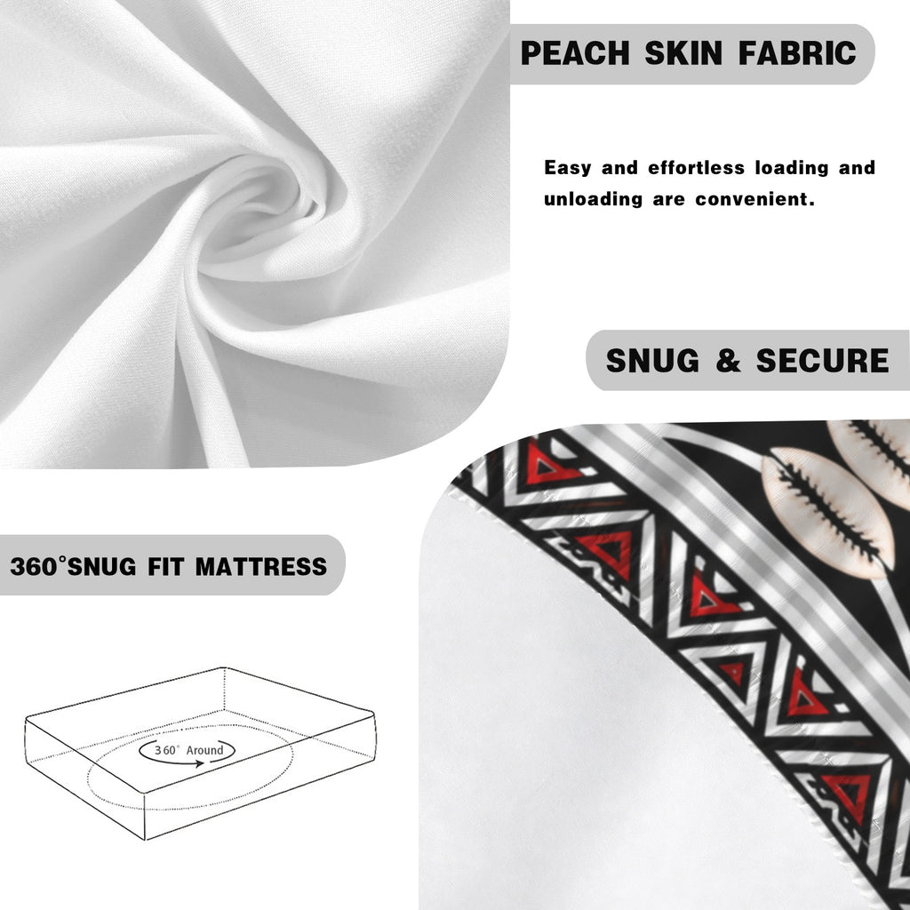 The Tribal Elegance Harmony Series – Crimson Harmony Full Bed Sheet Set (Fitted Sheet + Pillowcases) - Rich and Rich Homeopportunities