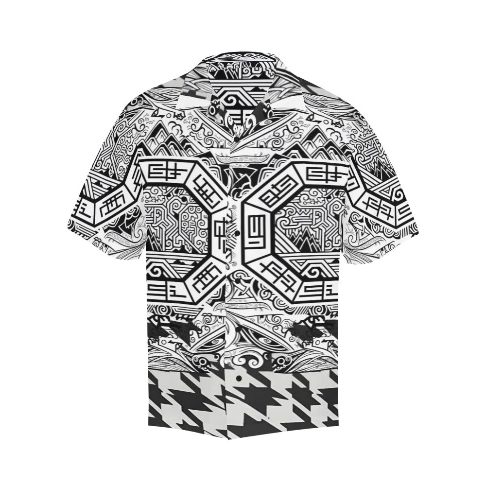 Rich and Rich Men's Black and White Abstract Designer Shirt