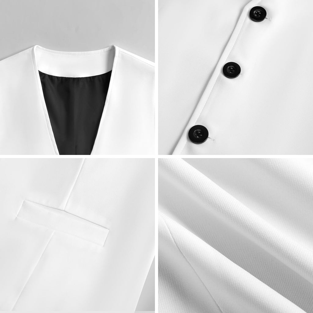 Men's sleeveless classic polyester suit vest with black buttons and front pockets