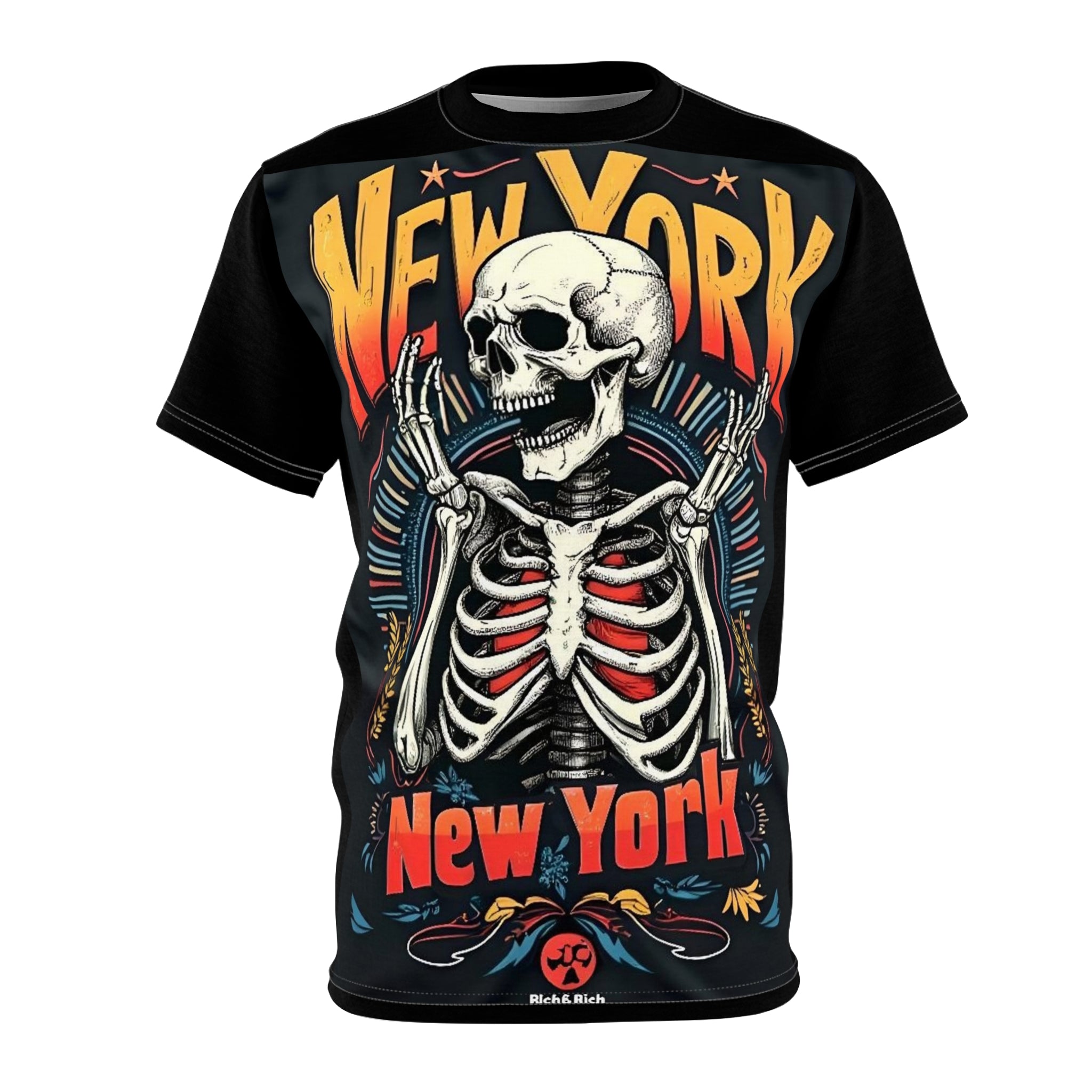 Gothic New York Skeleton T-Shirt, Unisex Graphic Tee, Halloween Top, Unique Streetwear, Alternative Fashion