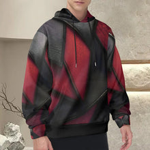 Load image into Gallery viewer, R&amp;RH Burgundy and Black Diagonal Designers Mens Hoodie Men&#39;s Long Sleeve Hoodie (Model H55)

