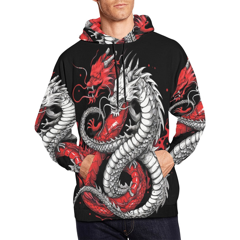 Rich and Rich Black and Red Snake Men's Hoodie featuring bold snake graphic design