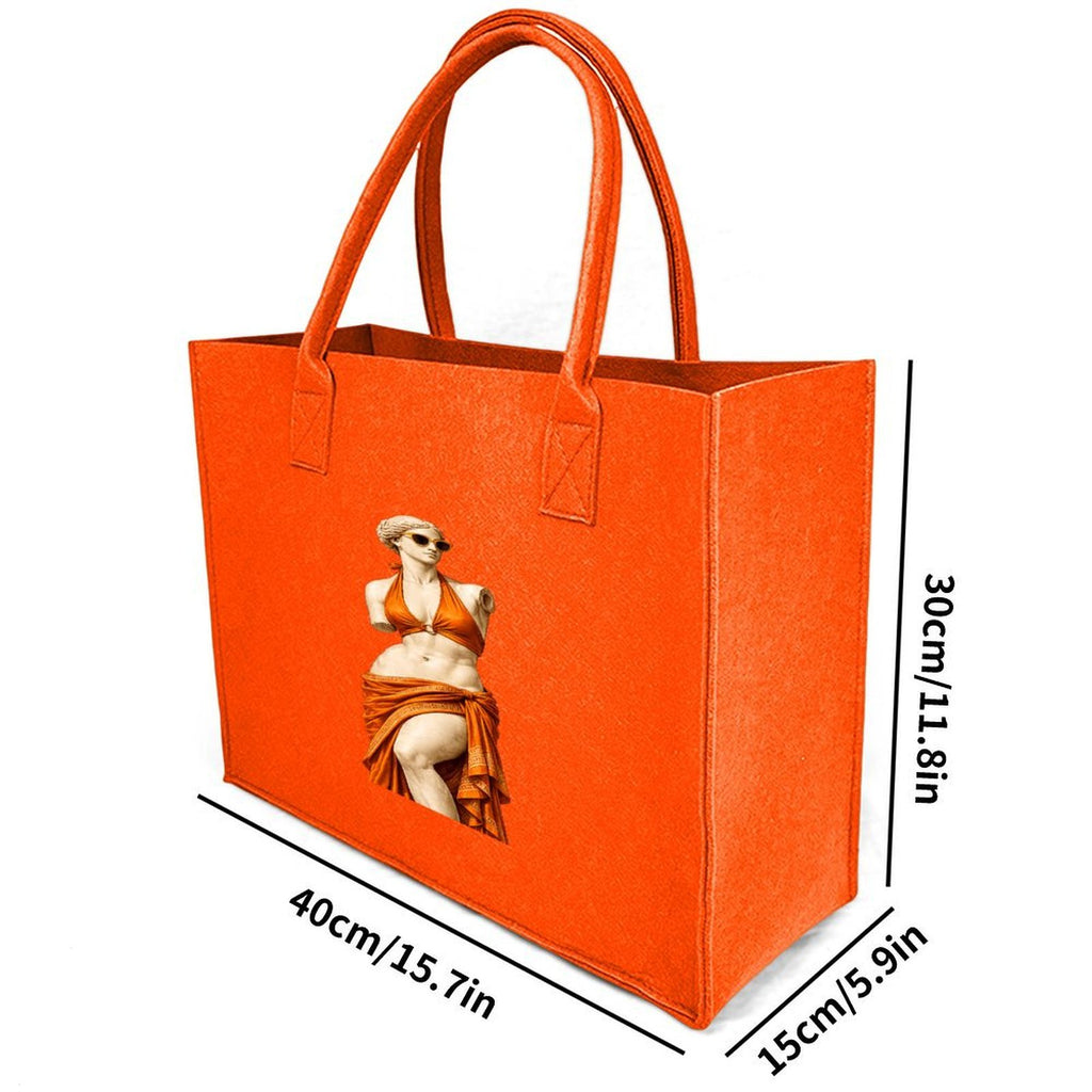 Rich and Rich Modern Goddess Fruit Orange Felt Tote Bag | Reusable Everyday Shopping & Travel Tote | Made in USA - Rich and Rich Homeopportunities
