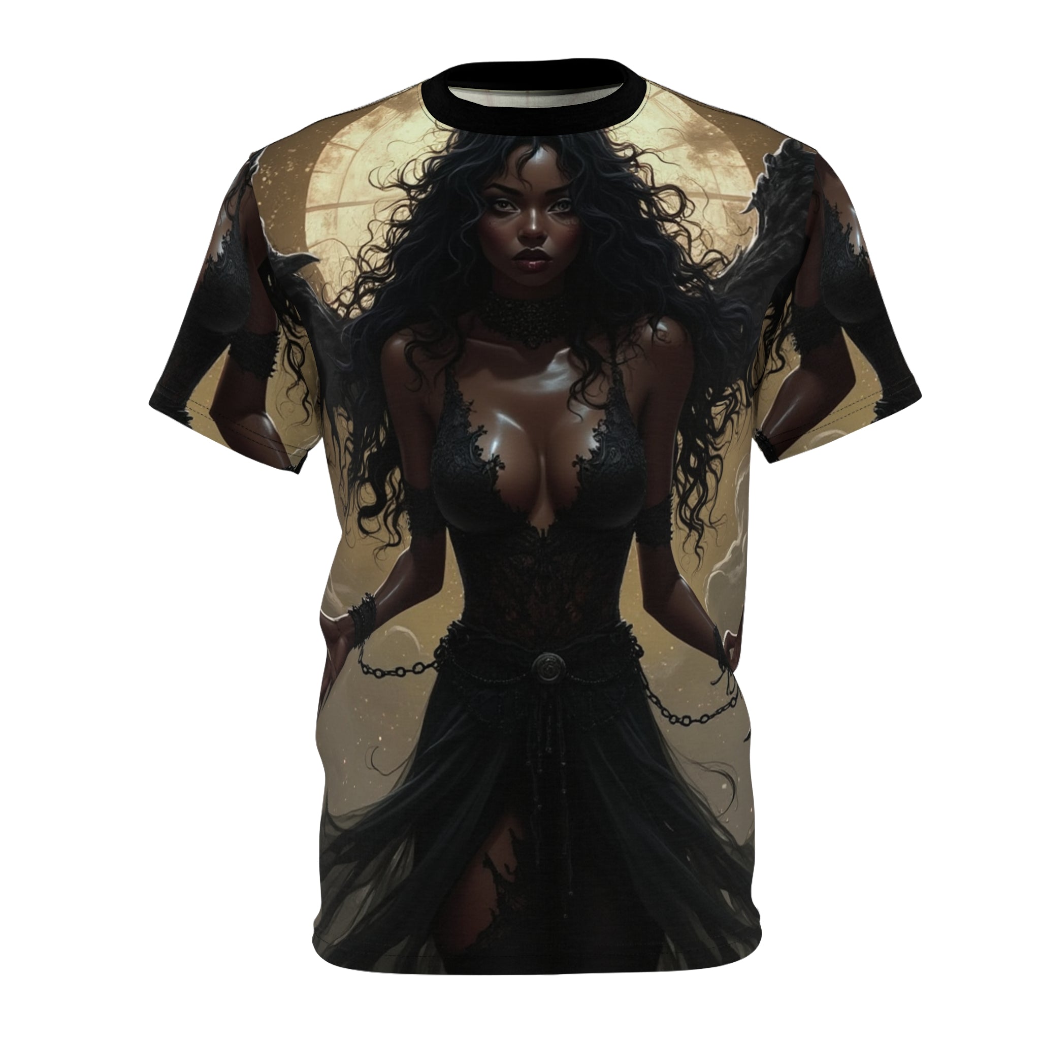 Gothic Angel Unisex Tee, AOP Graphic Tee, Unique Casual Wear, Dark Fantasy T-Shirt, Alternative Fashion Top