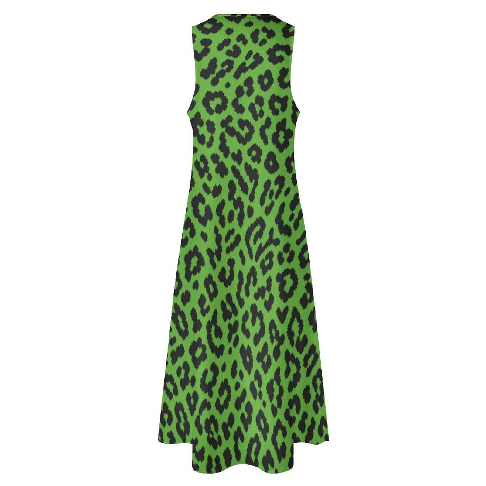 Rich & Rich Emerald Leopard Statement Sleeveless Maxi Dress with Pockets Sleeveless Long Dress (GQ)