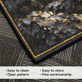 Rich and Rich Black, White and Gold Mountain Rug Area Rug with Black Binding 84"x60"