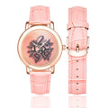 R&RH Pink Roses Women's Rose Gold Watch with Leather Strap Model 201