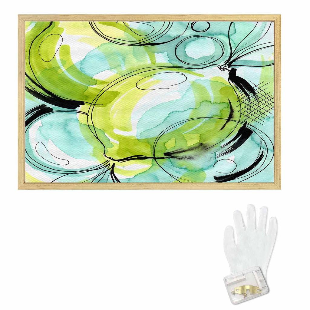 Rich and Rich Teal Reverie Water Natural Wood Frame Painting