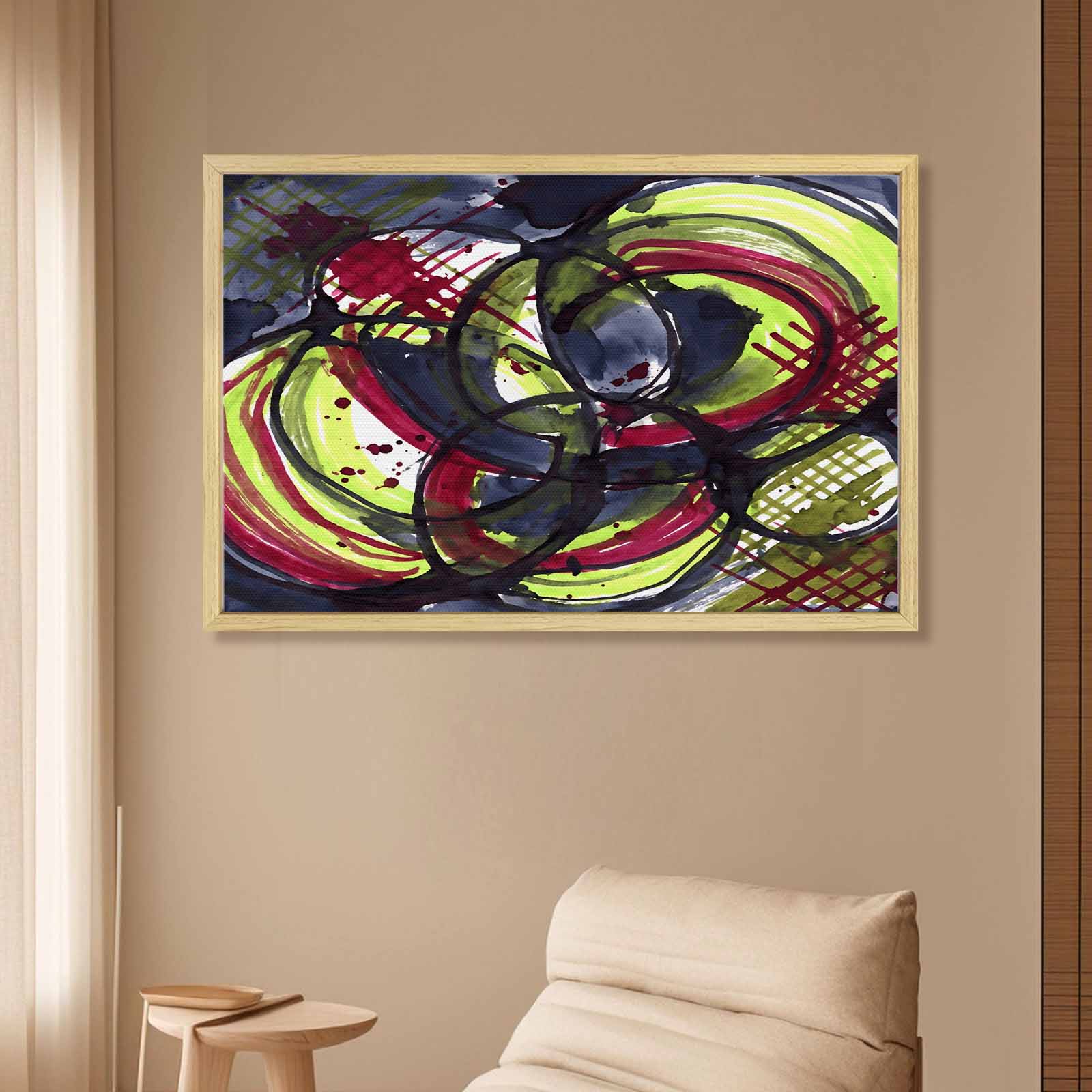 Rich and Rich Dark Matter Mixed Natural Wood Frame Painting